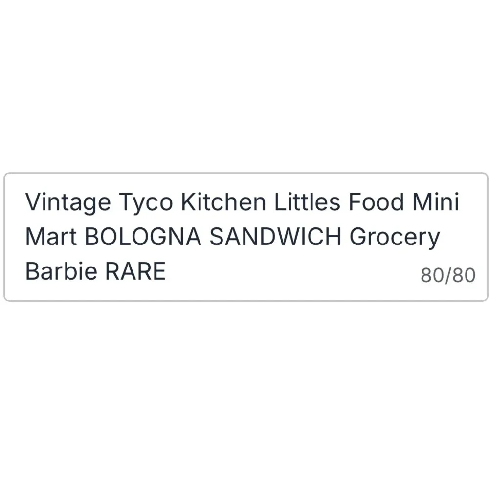 Vintage Tyco Kitchen Littles Food Mini Mart BOLOGNA SANDWICH Grocery Barbie RARE